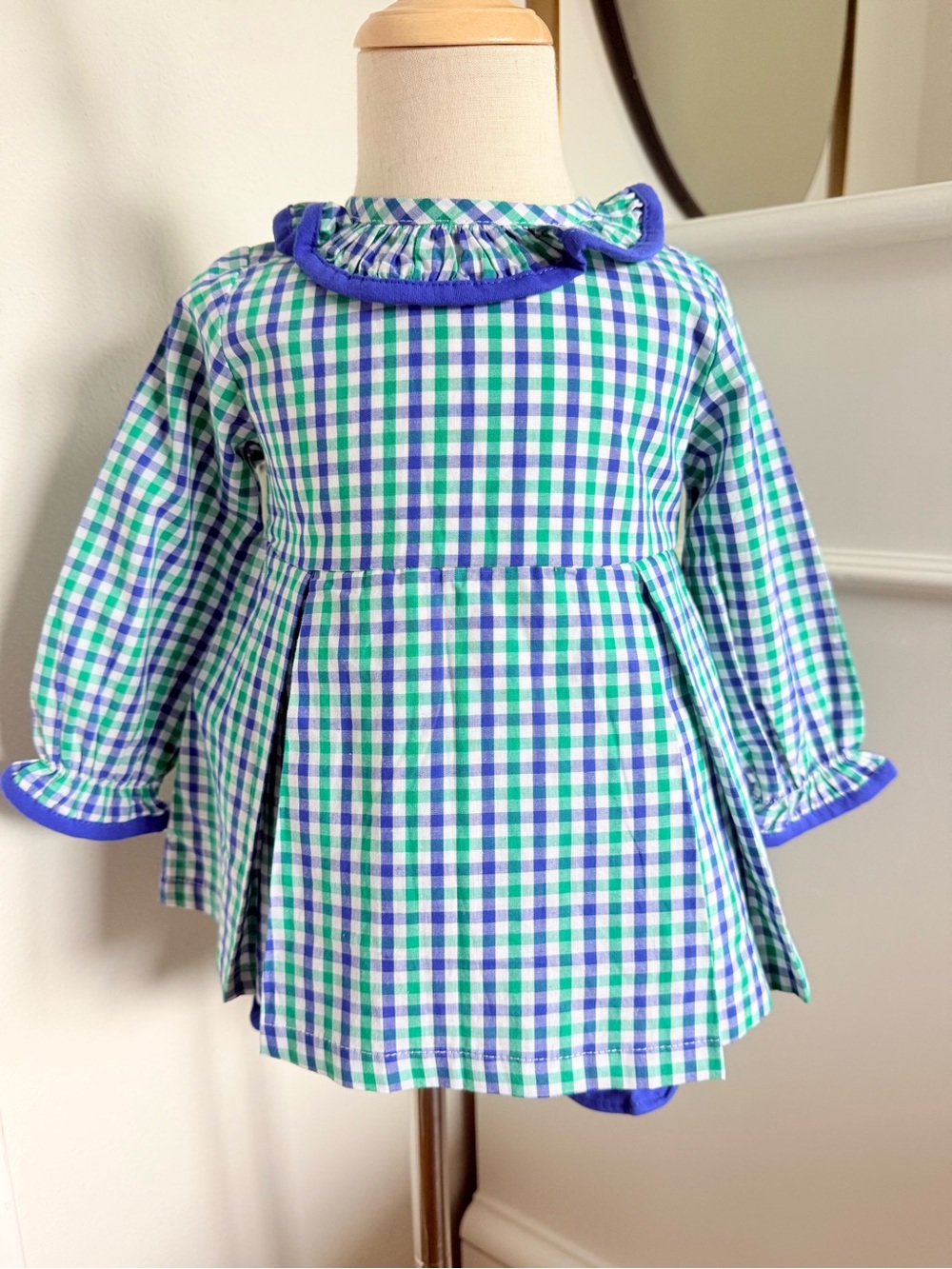 Classic Whimsy Gingham Dress & Bloomers Set 24M Blue Green Girls Boutique